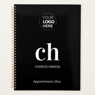 Agenda Negocio de logotipos en blanco y negro en monogram