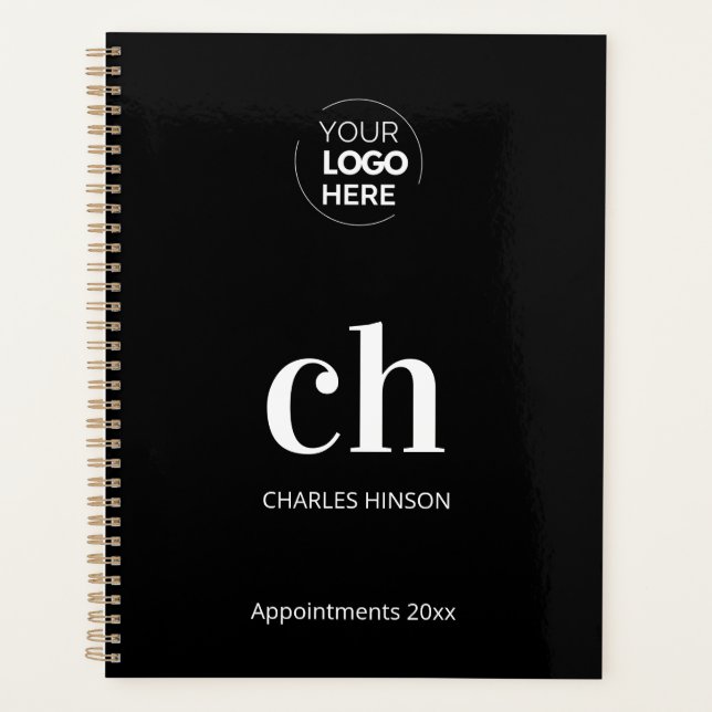 Agenda Negocio de logotipos en blanco y negro en monogram (Anverso)