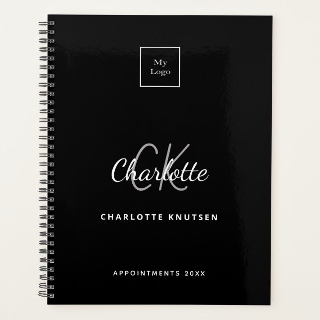 Agenda Negocio de logotipos en blanco y negro en monogram (Anverso)