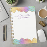 Agenda Negocio de Personalizado de color agudo de color d<br><div class="desc">Aumente su planificación profesional con este acuarela dorada de arcoiris agate un planificador de negocios personalizado. Perfecto para las mujeres que aprecian diseños vibrantes y lujosos, este planificador combina la belleza de las agatas acuáticas con funcionalidad práctica. Los acentos dorados brillantes y el patrón de ágata colorido le dan un...</div>