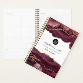 Agenda Negocio de Piedra Preciosa Ágata Burgundy y Oro