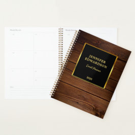 Agenda Negocio profesional de la madera negra dorada mode