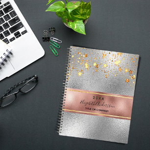 Agenda Negocios de Silver rosa Gold stars 2026