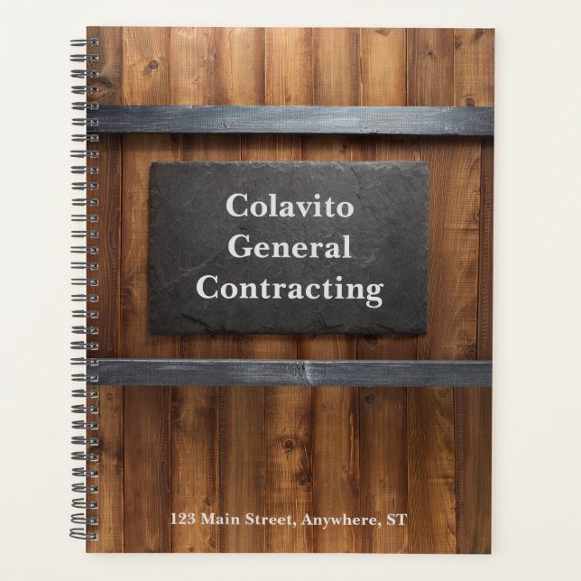 Agenda Negocios personalizados de madera y pizarra (Anverso)