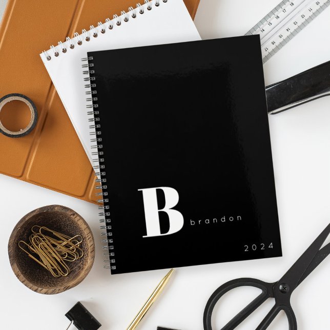Agenda Negra blanca monograma empresa de nombre inicial 2 (Subido por el creador)