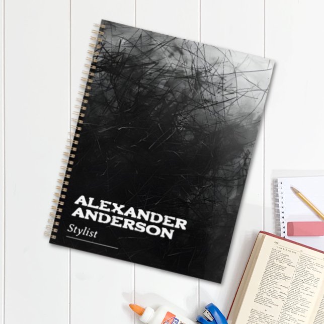 Agenda Negra mínima profesional (Professional Business Minimal Black Scribble Planner)