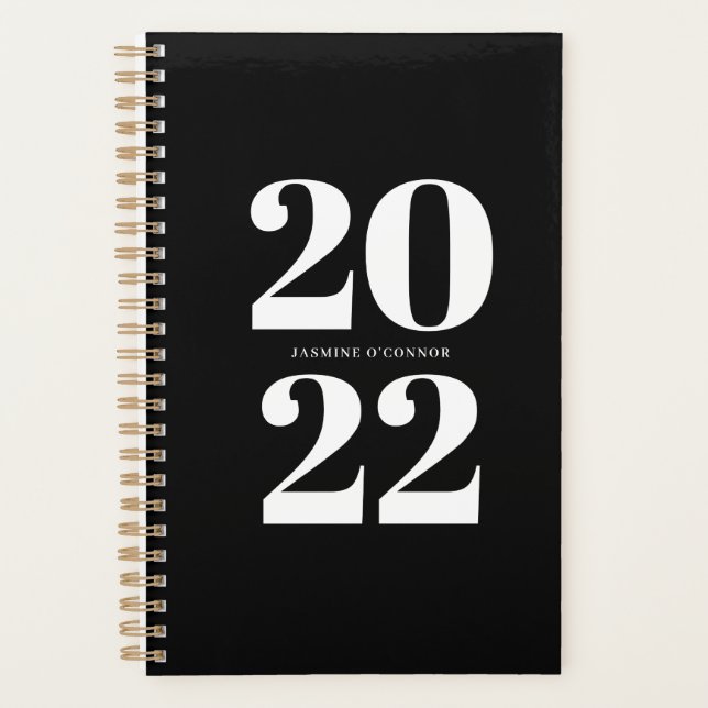 Agenda Negrita 2022 Typography Black and White Planner (Anverso)