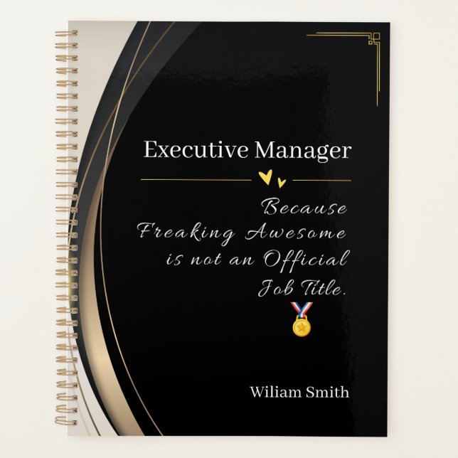 Agenda Negro de lujo y oro personalizado (Anverso)