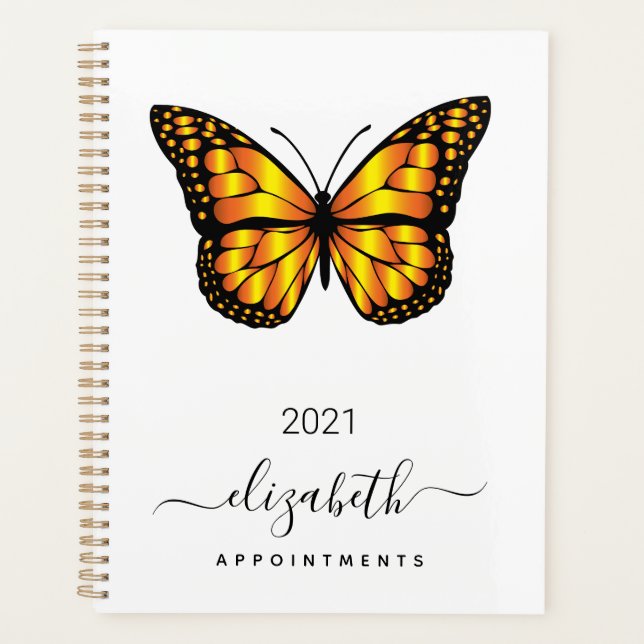 Agenda Negro de oro blanco mariposa 2025 (Anverso)
