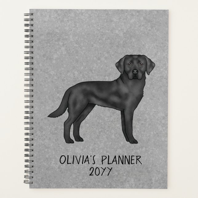 Agenda Negro Labrador Recuperador Lab Perro Texto persona (Anverso)