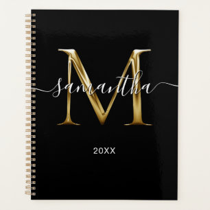 Agenda Negro Metálico Girly Firma M Monograma