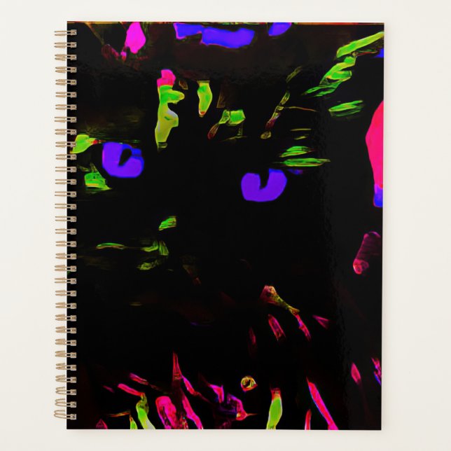 Agenda Neon Black Cat with Glowing Eyes (Anverso)