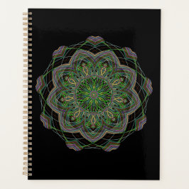 Agenda Neon Mandala Trippy Arte Fractal Rosette Patrón