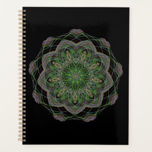 Agenda Neon Mandala Trippy Arte Fractal Rosette Patrón