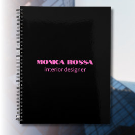 Agenda Neón simple profesional moderno negro rosa