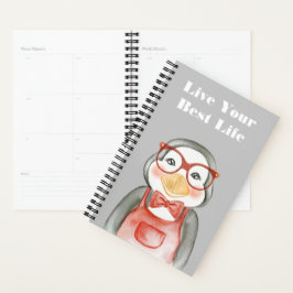Agenda Nerdy Penguin Watercolor Personalizado