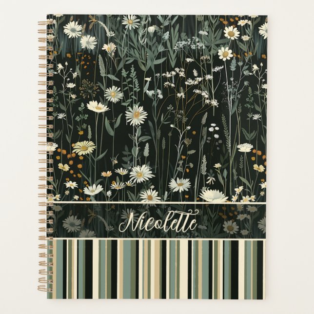 Agenda Nicolette Dark Daisy Floral Stried (Anverso)