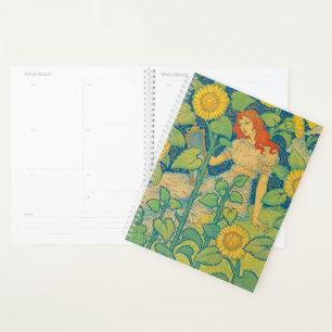 Agenda Niña flor en jardín de girasol