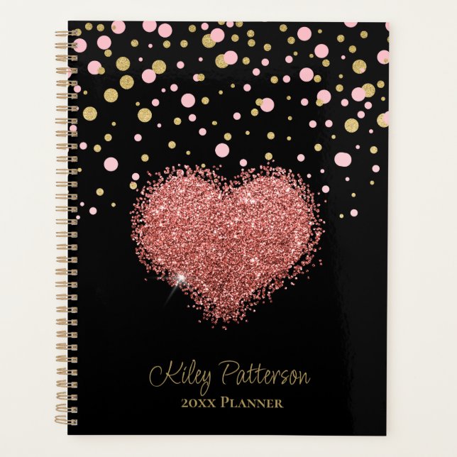 Agenda Niña Girly Pink Sparkle Heart (Anverso)