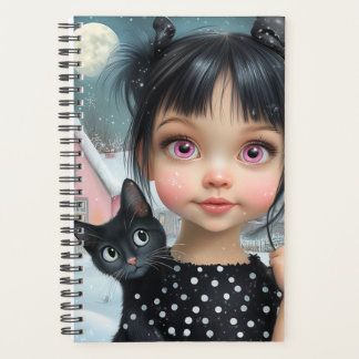 Agenda Niña pequeña y gato negro