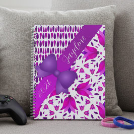 Agenda Niñas Lindas Flores Rosadas y Moradas y Lazo