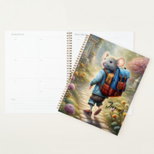 Agenda Niño de ratones cortos camino a la escuela, person