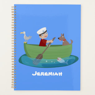Agenda Niño pequeño marinero y personalizado de un bote d