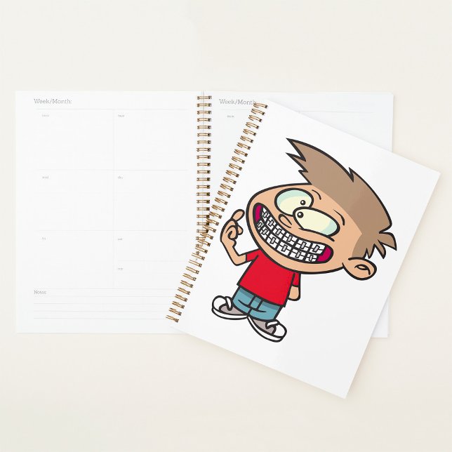 Agenda Niño Personalizado gracioso con braces sonríe (Subido por el creador)