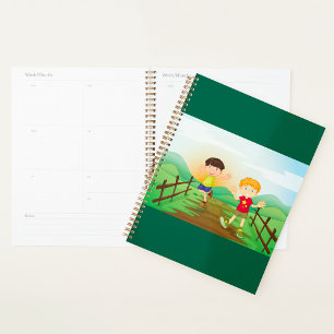 Agenda Niños felices jugando afuera