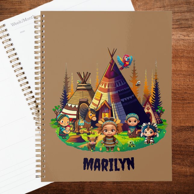 Agenda Niños indígenas americanos indios, tipis y animale (Indigenous ForestBabies Planner)