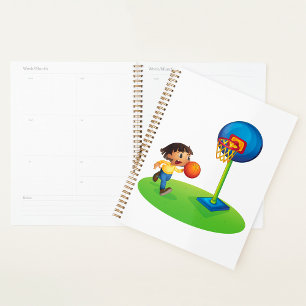 Agenda Niños jugando básquetbol con deportes de entreteni