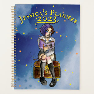Agenda Niños Magical Bruja Chica Personalizado acuarela