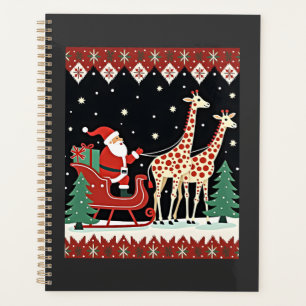 Agenda Niños Niñas Santa Claus Montando Trineo de Jirafa 