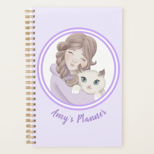 Agenda Niños personalizables chica y Kitty (Anverso)