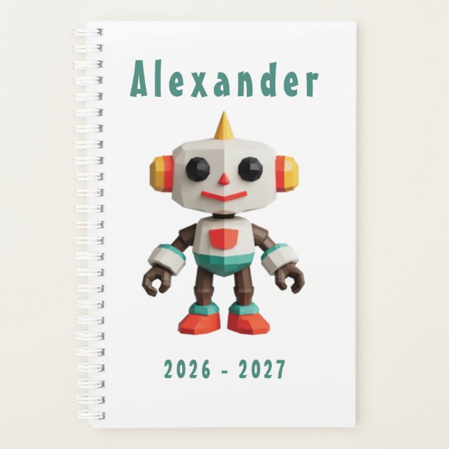Agenda Niños Robot Personalizables (Anverso)