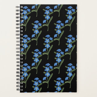 Agenda No me olvides de planner de flores - Patrón negro