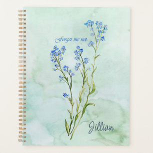 Agenda No me olvides Flor de jardín acuarela personalizad
