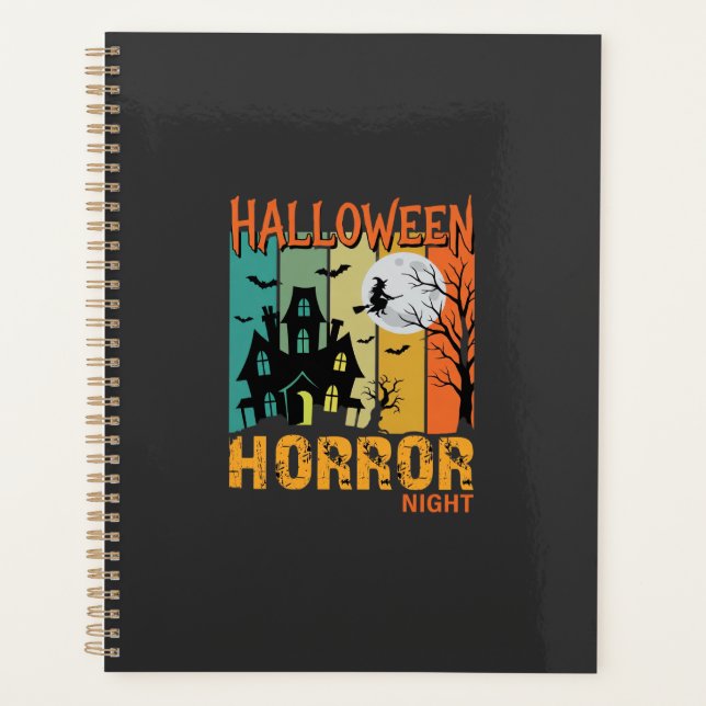 Agenda Noche de Terror de Halloween Casa Embrujada Vector (Anverso)