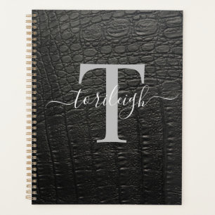 Agenda Noir Croc Monogramado