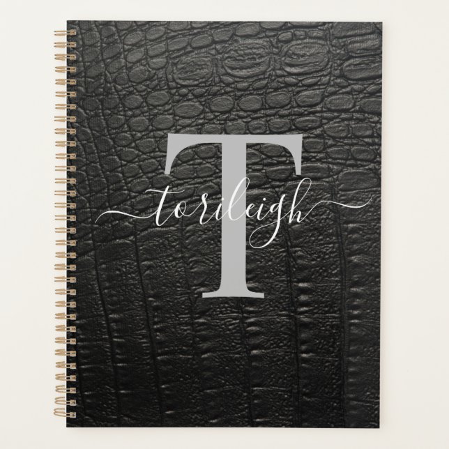 Agenda Noir Croc Monogramado (Anverso)