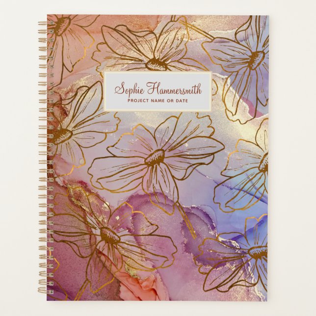 Agenda Nombrado Pastel Resumen y Floral (Anverso)
