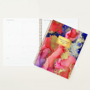Agenda Nombrado Red Purple Gold Abstract Planner