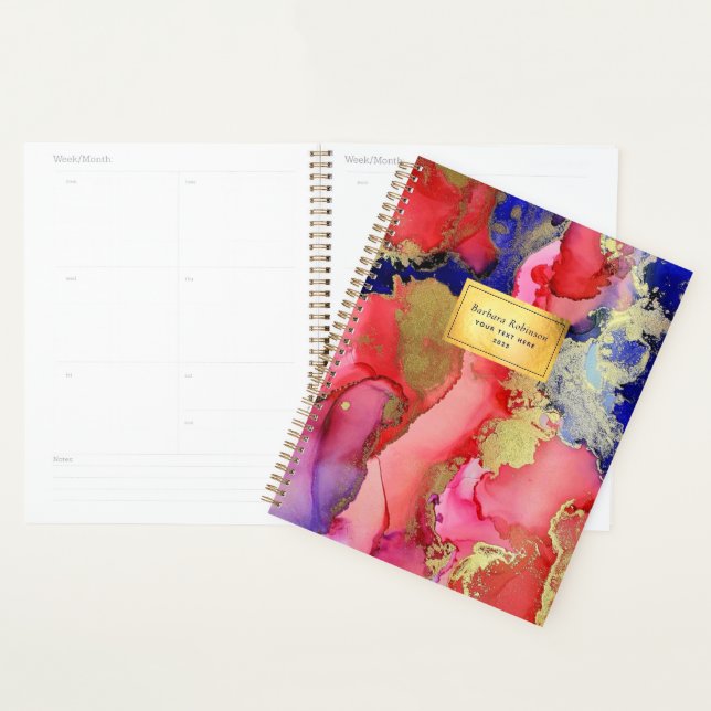 Agenda Nombrado Red Purple Gold Abstract Planner (Demostración)