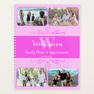 Agenda Nombramiento de diseño rosa de foto de familia de