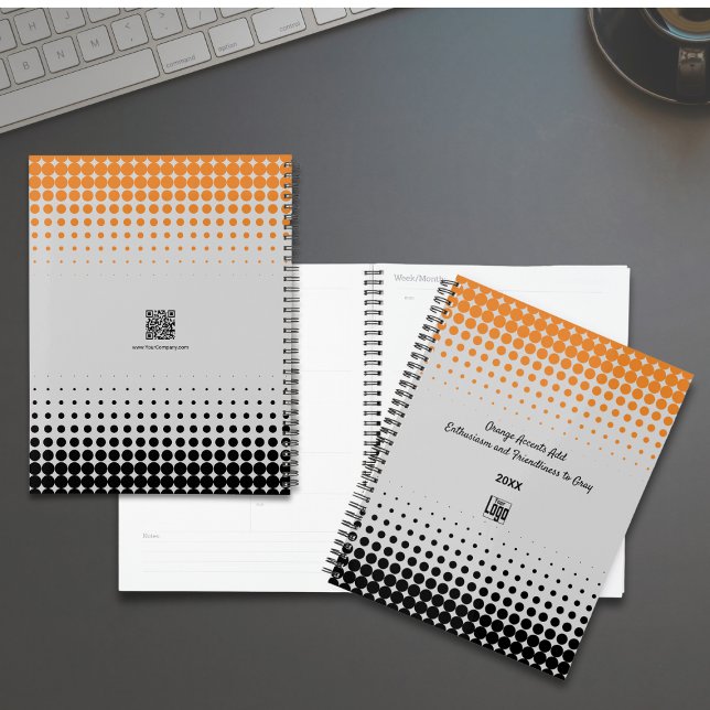 Agenda Nombramiento promocional de Naranja Gris Negro de  (Promotional Gray Orange Black Company Appointment Planner)