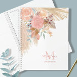 Agenda Nombramientos de personalizado Pampas Grass Rubor<br><div class="desc">Este elegante planificador de citas está decorado con pasto de pampas acuáticas,  eucalipto,  flores y hojas secas. Personalizable fácil. Porque creamos nuestra obra de arte no encontrarás esta imagen exacta de otros diseñadores. Acuarela original © Michele Davies.</div>