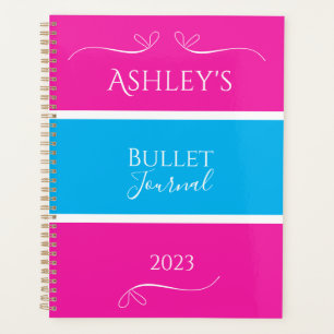 Agenda Nombrar diario de viñetas moderno azul rosado