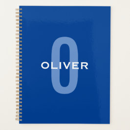 Agenda Nombre blanco azul monograma personalizado