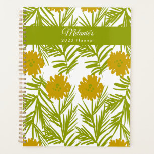 Agenda Nombre Botánico Floral Amarillo Dibujado a Mano
