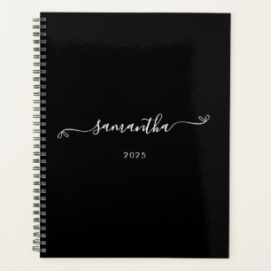 Agenda Nombre con lazo lindo en blanco y negro con firma